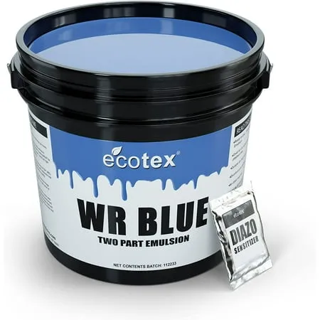 Ecotex® WR Blue Screen Printing Emulsion (Gallon - 128oz.) Diazo Required Photo Emulsion for Silk Screens and Fabric - for Screen Printing Water Based Ink Water Resistant Screen Printing Supplies