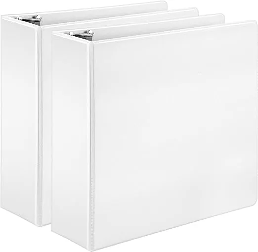 Economy 3 Ring Binder, 2&#034; D-Ring, 4-Pack, White