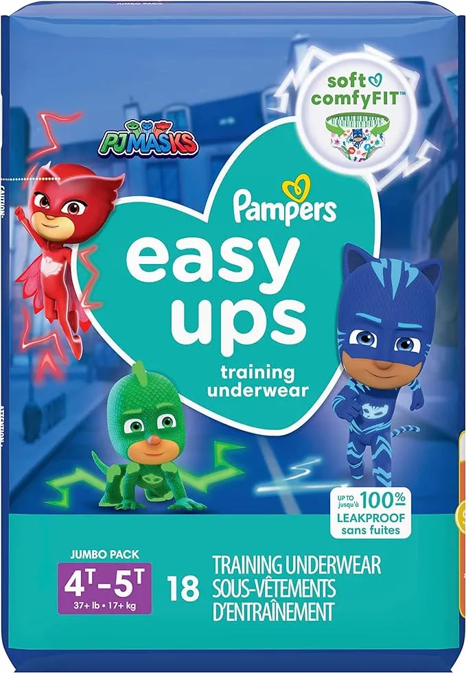 Pampers Easy Ups Training Underwear, PJ Masks, 2T-3T (16-34 lb), Super Pack - 74 underwear