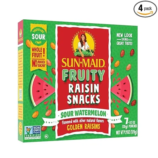 Sun-Maid - Watermelon Sour Raisins Snacks, 0.7 Ounce Snack Bag (28 Total), Dried ...