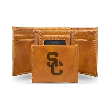 College Rico Industries Southern California Trojans Brown Laser Engraved Trifold Laser Engraved Tri-Fold Wallet - Men s Accessory