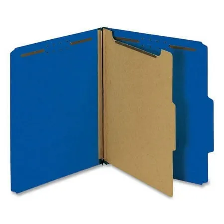 Universal 10201 Pressboard Classification Folders, Letter, Four-Section, Cobalt Blue (Box of 10)