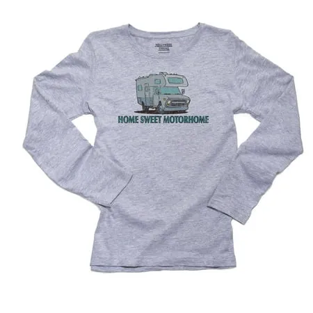 Hilarious Home Sweet Motorhome Camper Camping Women s Long Sleeve Grey T-Shirt