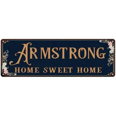 ARMSTRONG Home Sweet Home Victorian Gift 6x18 Metal Sign 206180046936