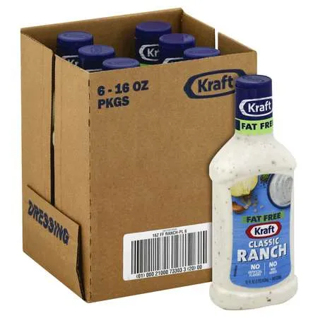 Kraft Fat Free Ranch Dressing 16 fl. oz. Bottles, PK6