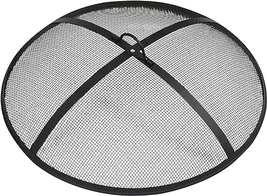 Sunnydaze Heavy-Duty Steel Mesh Fire Pit Screen - Fire Pit Spark Screen with Handle - 22-Inch Diameter