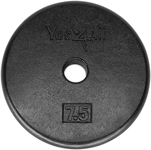 Yes4All Standard 1-inch Cast Iron Weight Plates 5, 7.5, 10, 15, 20, 25 lbs (Single & Set 4pcs)