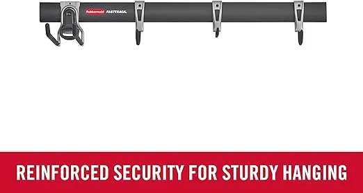 Rubbermaid FastTrack Garage Storage Utility Hooks, 5 Piece, Black, All in One Rail Hook Kit and Tool Organizer, Heavy Duty for Home/Garage/Shed/Garden