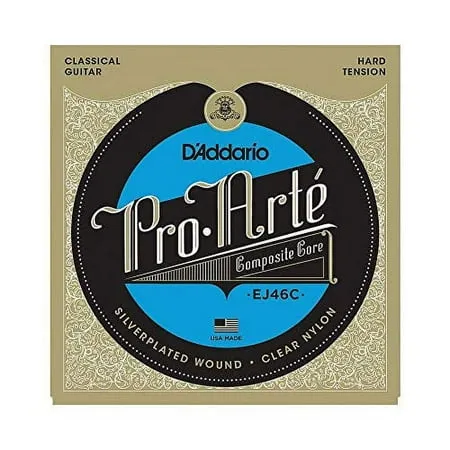 D'Addario Guitar Strings - Pro-Arte Classical Guitar Strings - EJ46C - Nylon Guitar Strings - Silver Plated Wrap, Composite Core, Clear Nylon Trebles - Hard Tension