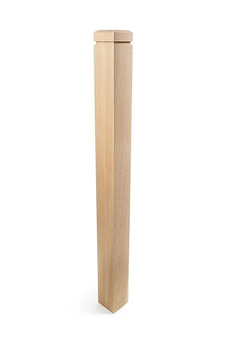 Sleek Modern Solid Red Oak Stair Newel Post with a Single Groove (3 1/2" x 3 1/2" x 48")