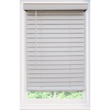 ARLO BLINDS Faux Wood Blind with Crown Valance - 34.25"W x 48"H, White, Cordless 2” Slat Horizontal Blind - for Kitchen, Bedroom, Living Room, Doors