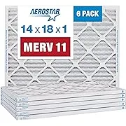 Aerostar 14x18x1 MERV 11 Pleated Air Filter, AC Furnace Air Filter, 6 Pack (Actual Size: 13 3/4" x 17 3/4" x 3/4")