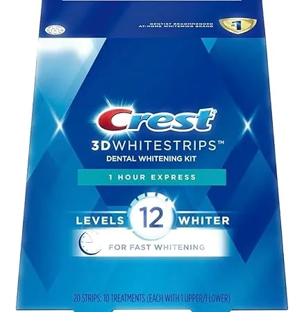 Crest 3D White Whitestrips 1 Hour Express Teeth Whitening Kit, 7 Treatments