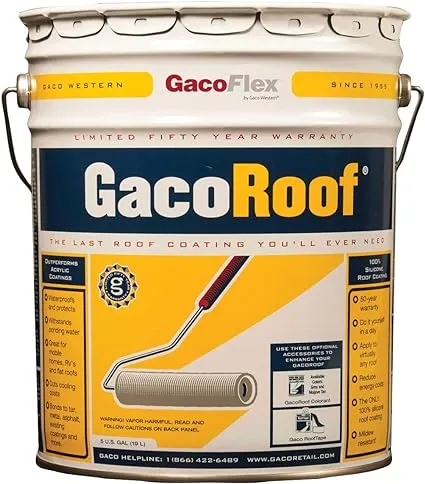 GacoFlex GacoRoof Silicone Roof Coating, White, 5 Gal. GR1600-5 GacoFlex