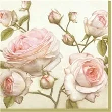 Decoupage Paper Cocktail Napkins Lucy Beauty Roses Cream Pink Vintage 40pcs