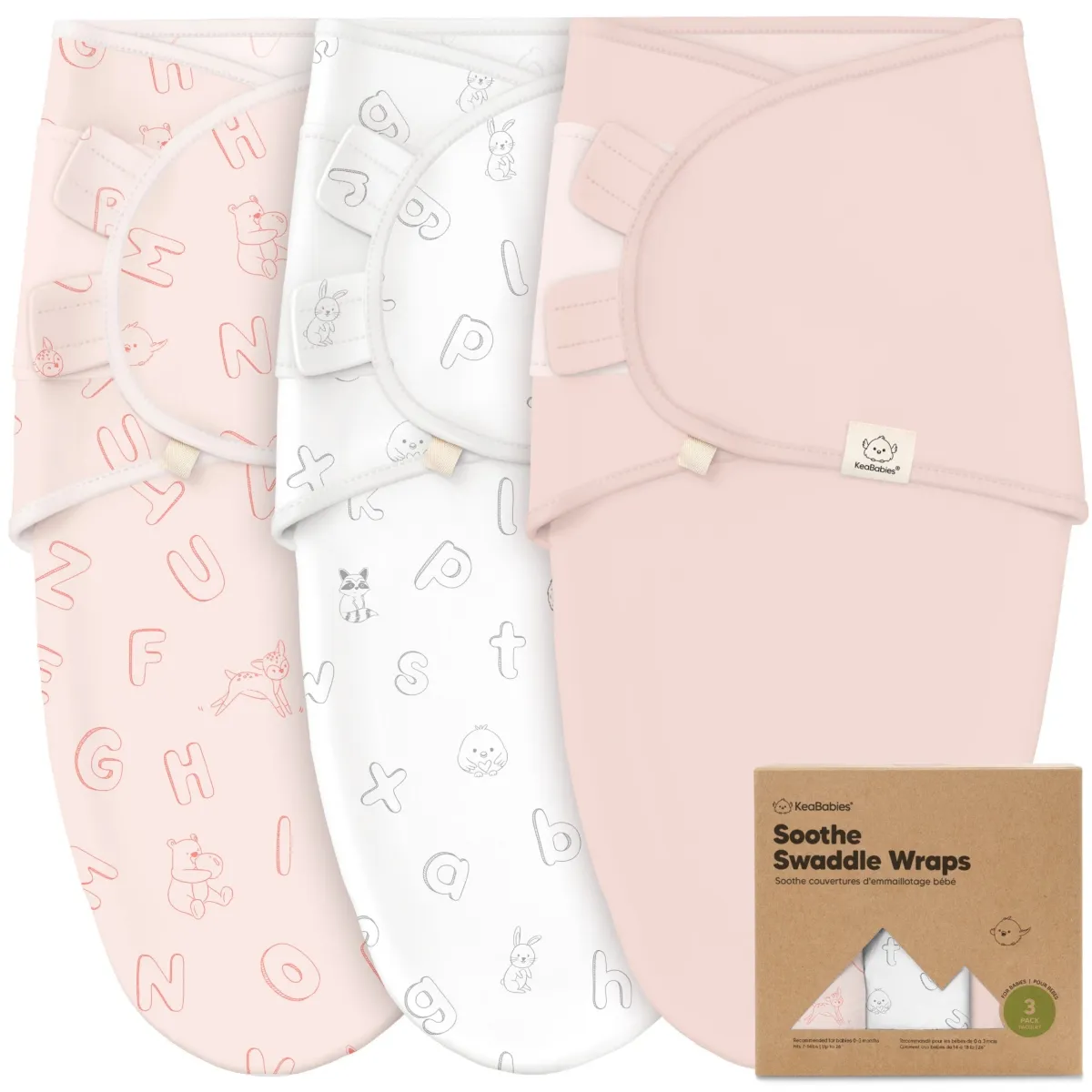 KeaBabies Soothe Baby Swaddle Sack, Organic Newborn Swaddles Sleep Sack 0-3 Months, Girls, Boys