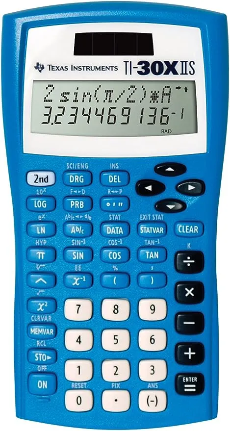 Texas Instruments TI-30XIIS 11-Digit Battery & Solar Scientific Calculator, Lightning Blue (TI30XIISBLUE)