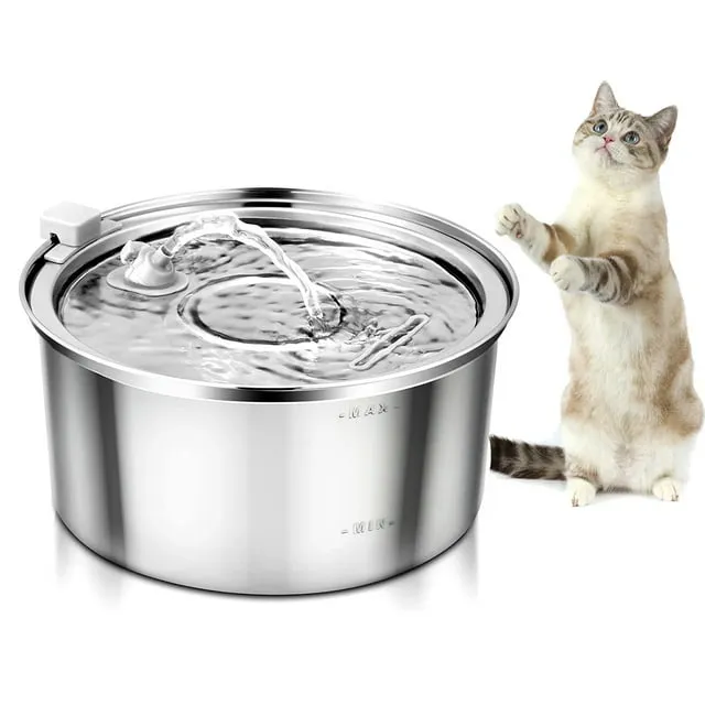 Cat Water Fountain, 3.2L/108oz Automatic Stainless Steel Pet Water Fountain, Ship-Shaped Cat Drinking Fountains Pet Water Bowl Dispenser with