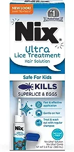 Nix Ultra Lice Removal Kit, Lice Treatment Hair Solution, 3.4 fl oz & Lice Removal Comb