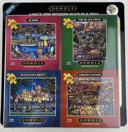 Dowdle 4-Pack Mini Wooden Puzzles & Tray - National Parks Set, 250 Piece Each ...