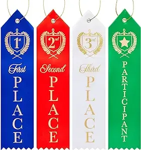 BLUE PANDA - Award Ribbons, 1st, 2nd, 3rd Place and Participant (2 x 8 in, 4 Colors, 100 Pack)