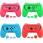 FASTSNAIL 4 Pack Grips Kit Compatible with Nintendo Switch for Joy Con, Wear-Resistant Grip Controller for Joy con & OLED Model with 12 Thumb Grip