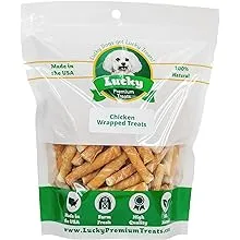 Lucky Premium Treats Chicken Wrapped Rawhide – All-Natural Rawhide and Chicken Dog Treats for Extra Small Dogs, Gluten Free Premium XS Dog Treats (40 Chews)Lucky Premium Treats Chicken Wrapped Rawhide – All-Nat…