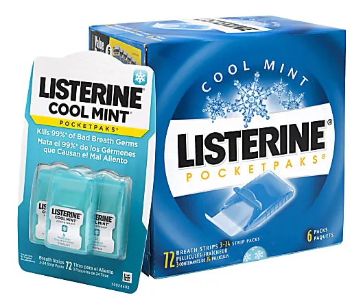 Listerine Cool Mint Pocketpaks Breath Strips, 6 Pack/72 Strips