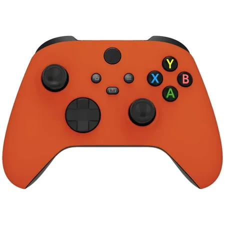 eXtremeRate Soft Touch Orange Replacement Handles Top Shell for Xbox Series X Controller Custom Side Rails Panels Front Housing Shell Faceplate for Xbox Series S Controller - Controller NOT Included