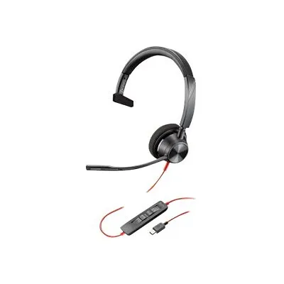 Plantronics Blackwire 3310 Wired Mono On Ear Computer Headset, USB-C, MS Certified, Black (214011-01)