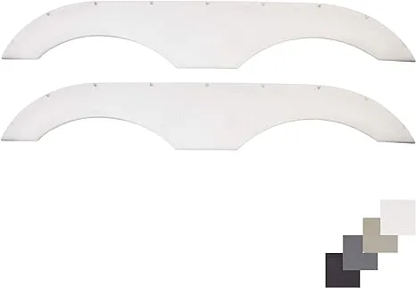 Pair of Tandem Trailer Fender Skirt In White For RVs Campers And Trailers