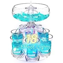 Party Drink Shot Dispenser with 6 Shot Glasses Set - Acrylic Touchless Liquor Dispenser and Holder Shot Pourer for Beverage | Cider | Cocktail - Fun Bar Accessories Home Gifts (V2 LED)