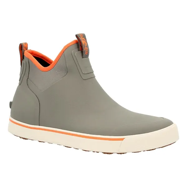 Men's Rocky Dry-Strike Waterproof Deck Rain Boots 5 Charcoal Grey Orange