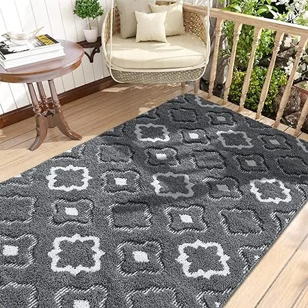 DEXI Door Mats Indoor, Absorbent Non Slip Front Door Rugs for Inside House, Low Profile Easy Clean Entrance Mat, 48"x32", Charcoal