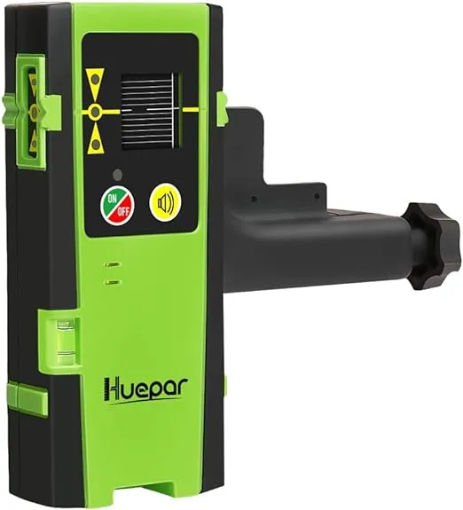 Huepar LR-6RG Laser Detector for Laser Level, Detect Green & Red Beams Digital Laser Receiver Compatible with Huepar Pulse Mode Line Laser Level Up to 200Ft, Three-Side LED Display, Clamp Included