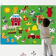 WATINC Farm Animals Felt Story Board Set 3.5ft 38pcs Preschool Farmhouse Themed Play Toy, Boy's, Size: Large