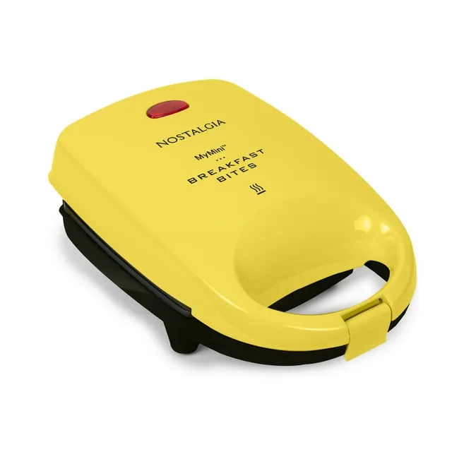 Nostalgia MyMini Electric Griddle, Nonstick Perfect for Eggs, Omelets Muffins, Sandwiches, Desserts, Keto, Breakfast Bites Mold to Cook 4 Mini Pieces at A Time, Yellow