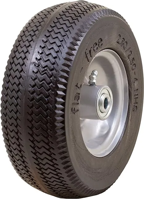 Marathon 00090 Flat-Free 2.80/2.50-4 Tire and Wheel Assembly, 3” Centered Hub, 3/4” Ball Bearings, Replacement Tire for Casters, Utility Carts and Other Equipment, Easy Install Assembly