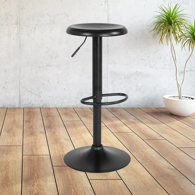 Emma + Oliver Adjustable Height Retro Barstool in Black Finish