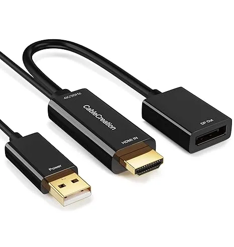 CableCreation 4K HDMI to DisplayPort Adapter with USB Power 3FT, 4K X 2K@30Hz HDMI Male to DP Female Cable Compatible with Xbox One/PS4/PS5/NS