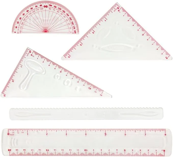 Larkpad Flexible Rulers 6-Inch Flexible Protractor 2 Flexible Triangle and 1 ...