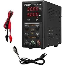 DC Power Supply Variable 30V 5A, Hyelec Switching Power Supply with 5V 2A USB Output, Adjustable Regulated Power Supply with 4-Digits LED Power Display, Alligator Leads Including,110V Input Voltage