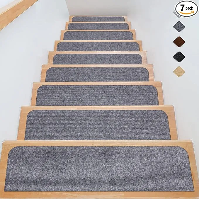 Soft Stair Treads Nonslip Carpet Mat For Wooden Steps 8&#034; X 30&#034; 7pack Indoor St