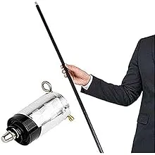 Black Magic Cane Metal Appearing Cane with Video Tutorial, Pocket Staff Magic Tricks (110cm, Black)