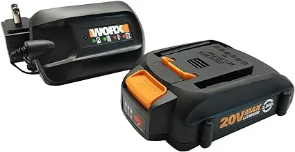 WORX WA3606, 2.0Ah, Indicator, 5 hr Charging Time 20V Battery and Charger, Black & Orange