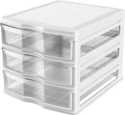 Life Story 3 Drawer Stackable Shelf Organizer Plastic Storage Drawers for Bathroom Storage, Make Up, Or Pantry Organization, White