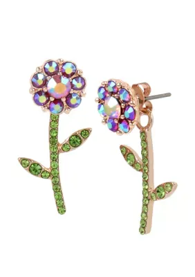 Betsey Johnson Flower Front Back Earrings, Purple