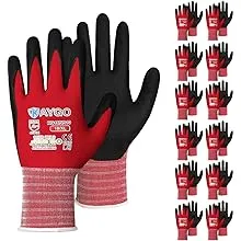 KAYGO Safety Work Gloves MicroFoam Nitrile Coated-12 Pairs, KG18NB,Seamless Knit Nylon Glove with Black Micro-Foam Nitrile Grip,Ideal for General Purpose,Automotive,Home Improvement