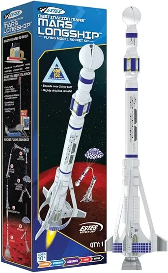 Estes Destination Mars Colonizer Model Rocket Starter Set - Includes Rocket Kit (Beginner Skill Level), Launch Pad, Launch Controller, Glue, Four.