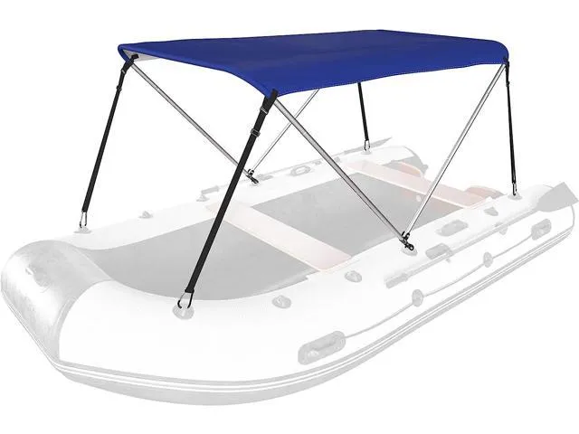 LILYPELLE Foldable Bimini Top Boat Cover Canopy Cover 2Bow Bimini Top(63' L 39-55 W 43.3' H) Suitable for Boats of 3.2-4.5 FT Wave Blue